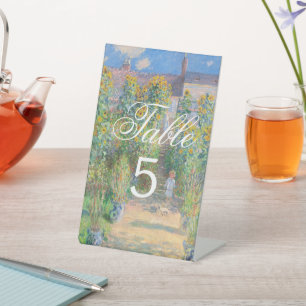 Monet Art Paintings Floral Wedding Table Number Pedestal Sign