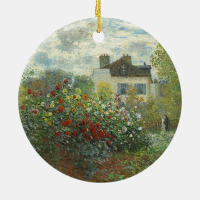 Monet Artists Garden in Argenteuil Painting Ceramic Tree Decoration (Back)