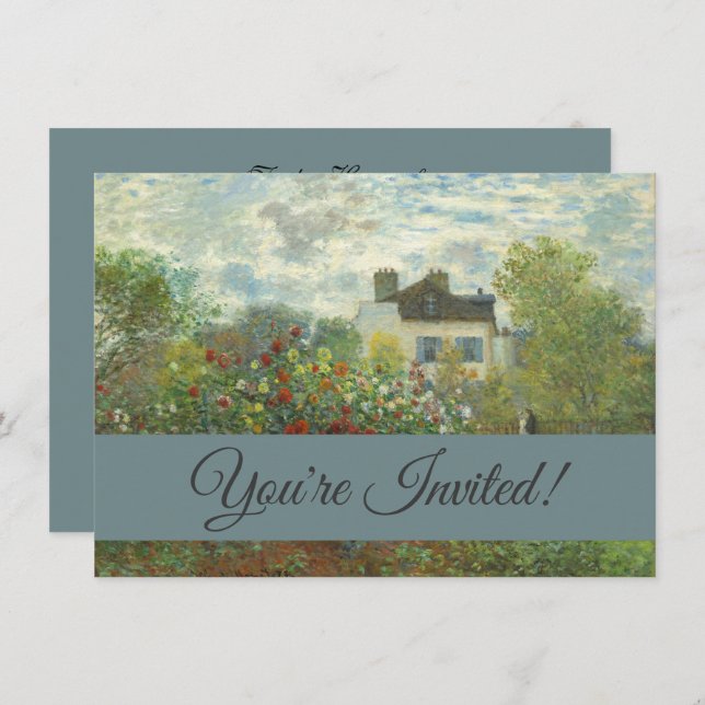 Monet Artists Garden in Argenteuil Painting Invitation (Front/Back)