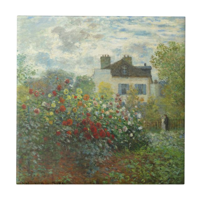 Monet Artists Garden in Argenteuil Painting Tile (Front)