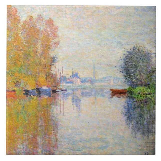 Monet - Autumn on the Seine at Argenteuil Tile (Front)