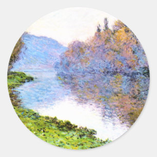 Monet - Banks of the Seine at Jenfosse Classic Round Sticker