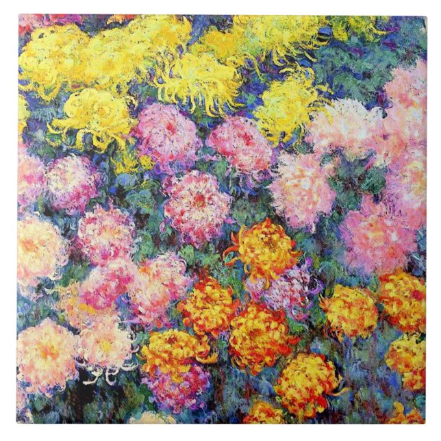 Monet - Bed of Chrysanthemums Tile (Front)