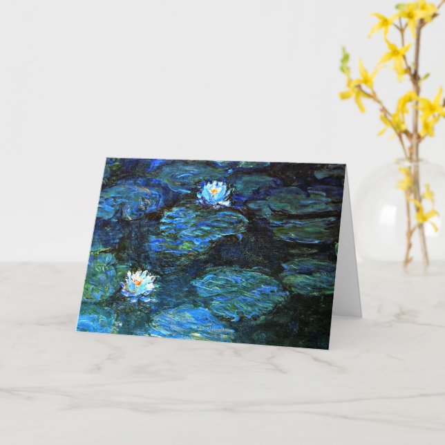 Monet - Blue Water Lilies Card (Yellow Flower)