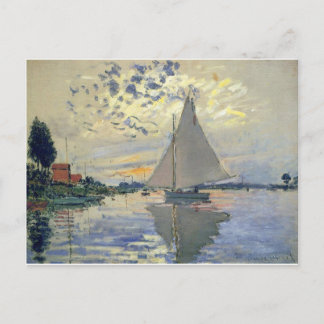 Monet boat water Sailing in Le-Petit-Gennevillie Postcard