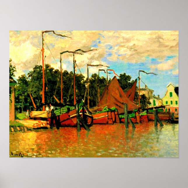 Monet - Boats at Zaandam, famous painting Poster (Front)
