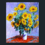 Monet Bouquet of Sunflowers Fine Art Poster<br><div class="desc">Bouquet of Sunflowers is a beautiful impressionism style flower painting by French impressionist painter,  Claude Monet,  c. 1880 showing a pretty spray of sunflowers in a porcelain vase with a lilac background.</div>
