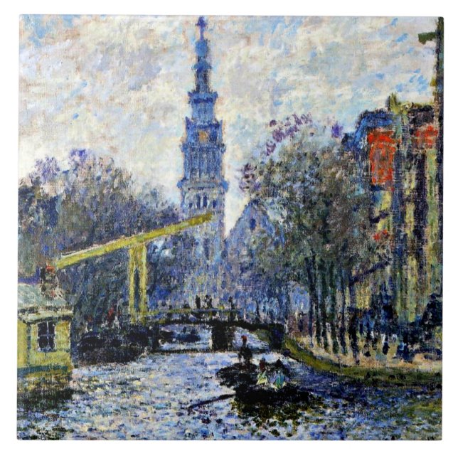 Monet - Canal in Amsterdam,  Tile (Front)