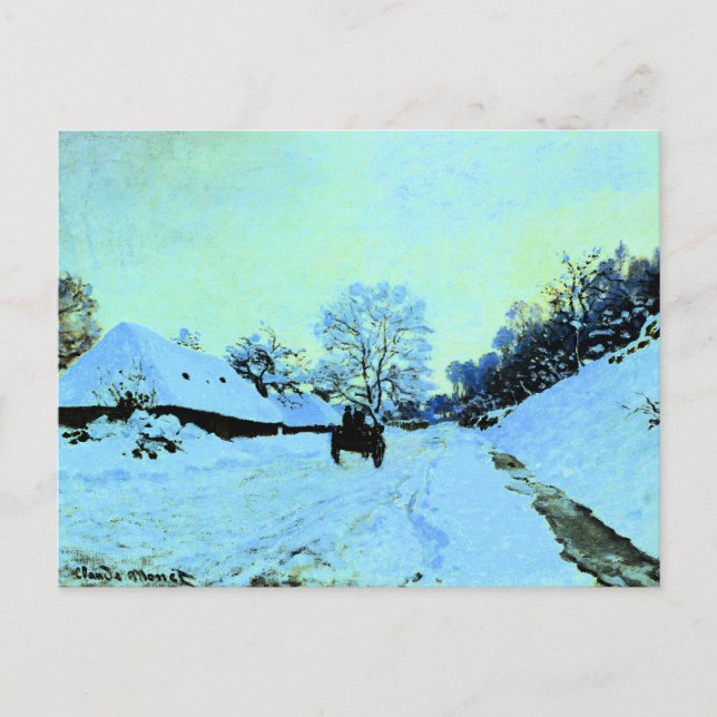 Monet - Cart on the Snow Postcard (Front)