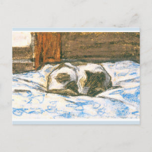 Monet, Cat  Sleeping on a Bed Postcard