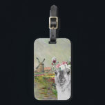 Monet Champ Tulipes and Fancy Llama Luggage Tag<br><div class="desc">Beautiful and artistic compilation features Claude Monet's CHAMP TULIPES EN HOLLANDE as background with portrait of adorable llama with watercolor floral crown overlay.</div>