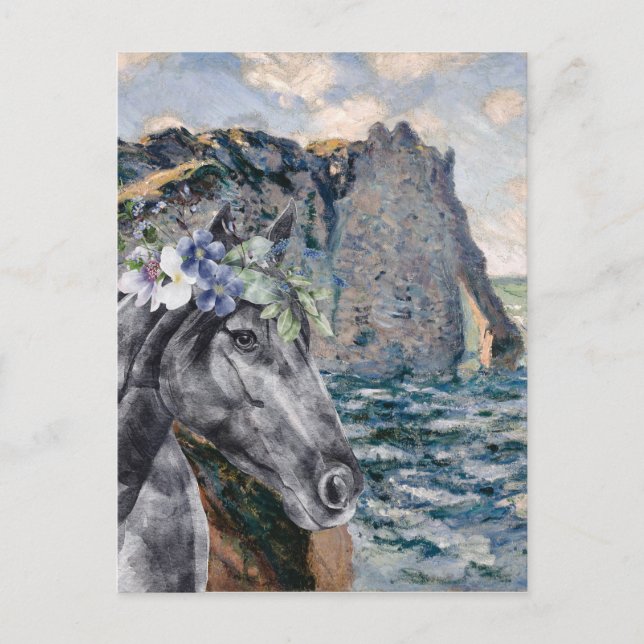 Monet Cliff of Aval & Black Horse Compilation Postcard (Front)