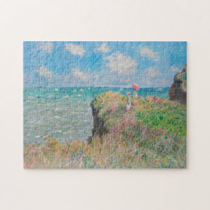 Monet Cliff Walk at Pourvil Impressionist Painting Jigsaw Puzzle