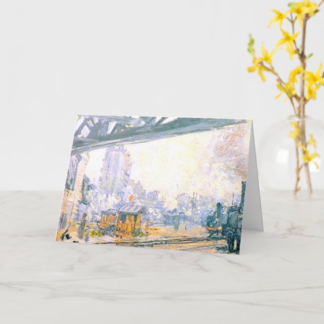 Monet, Exterior of the Saint-Lazare Station, Card (Yellow Flower)