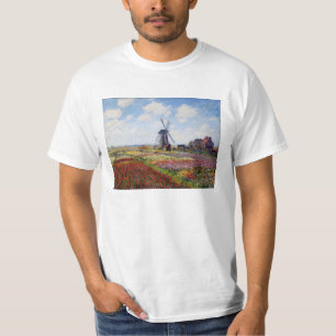 Monet Field of Tulips With Windmill T-shirt