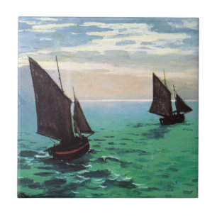 Monet Fishing Boats at Sea Tile