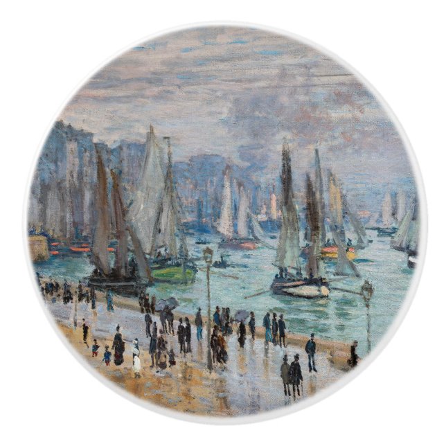 Monet - Fishing Boats Leaving the Harbour, Le Havr Ceramic Knob (Front)