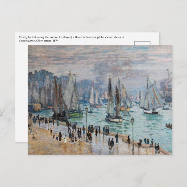 Monet - Fishing Boats Leaving the Harbour, Le Havr Postcard (Front/Back)