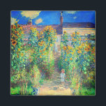 Monet Flower Garden<br><div class="desc">Magnet featuring Claude Monet’s oil painting The Artist's Garden at Vétheuil (1880). Sunflowers and other beautiful blue and red flowers line a garden path where children are taking a pleasant stroll. A great gift for fans of impressionism and French art.</div>