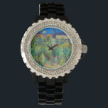 Monet Flower Garden<br><div class="desc">Watch featuring Claude Monet’s oil painting The Artist's Garden at Vétheuil (1880). Sunflowers and other beautiful blue and red flowers line a garden path where children are taking a pleasant stroll. A great gift for fans of impressionism and French art.</div>