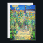 Monet Flower Garden Announcement<br><div class="desc">Card featuring Claude Monet’s oil painting The Artist's Garden at Vétheuil (1880). Sunflowers and other beautiful blue and red flowers line a garden path where children are taking a pleasant stroll. A great gift for fans of impressionism and French art.</div>