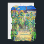 Monet Flower Garden Card<br><div class="desc">Card featuring Claude Monet’s oil painting The Artist's Garden at Vétheuil (1880). Sunflowers and other beautiful blue and red flowers line a garden path where children are taking a pleasant stroll. A great gift for fans of impressionism and French art.</div>