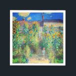 Monet Flower Garden Napkin<br><div class="desc">Napkins featuring Claude Monet’s oil painting The Artist's Garden at Vétheuil (1880). Sunflowers and other beautiful blue and red flowers line a garden path where children are taking a pleasant stroll. A great gift for fans of impressionism and French art.</div>