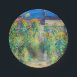 Monet Flower Garden Paper Plate<br><div class="desc">Paper Plates featuring Claude Monet’s oil painting The Artist's Garden at Vétheuil (1880). Sunflowers and other beautiful blue and red flowers line a garden path where children are taking a pleasant stroll. A great gift for fans of impressionism and French art.</div>
