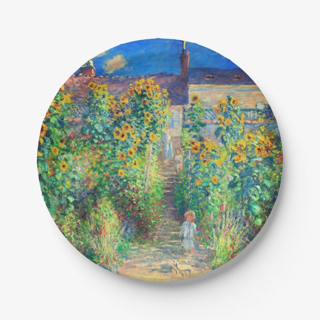 Monet Flower Garden Paper Plate (Front)