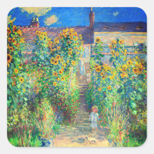 Monet Flower Garden Square Sticker