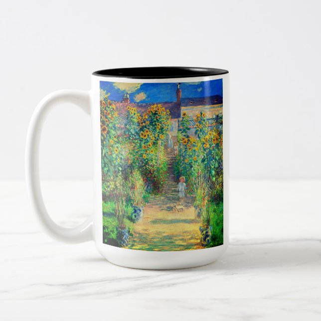 Monet Flower Garden Two-Tone Coffee Mug (Left)