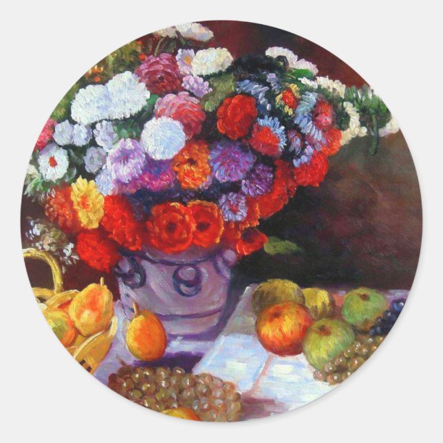 Monet Flowers and Fruit Classic Round Sticker (Front)