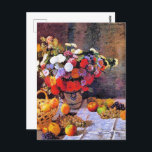 Monet - Flowers and Fruit Postcard<br><div class="desc">Claude Monet's famous painting,  Flowers and Fruit,  1869.</div>