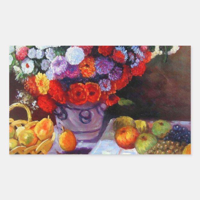 Monet Flowers and Fruit Rectangular Sticker (Front)