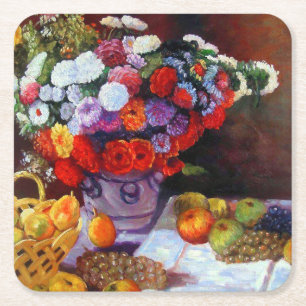 Monet Flowers and Fruit Square Paper Coaster