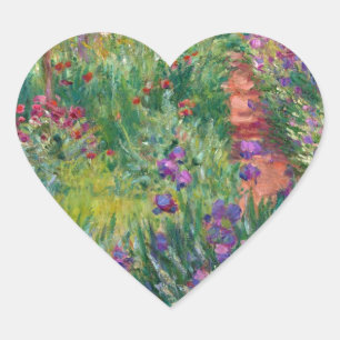 monet flowers vintage the-iris-garden-at-giverny heart sticker