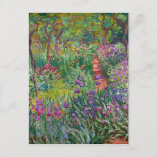 monet flowers vintage the-iris-garden-at-giverny postcard