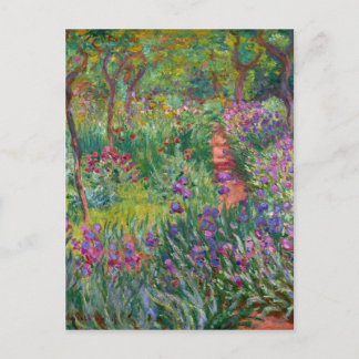 monet flowers vintage the-iris-garden-at-giverny postcard