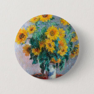 Monet France Bouquet Sunflowers Impressionist Peop 6 Cm Round Badge