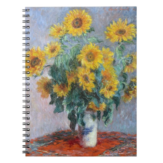 Monet France Bouquet Sunflowers Impressionist Peop Notebook (Front)