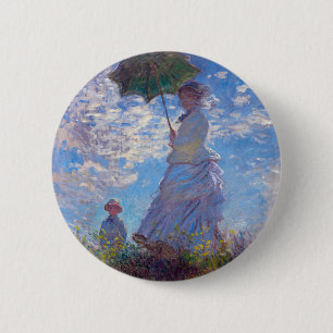 Monet France Impressionist People Woman with a Par 6 Cm Round Badge