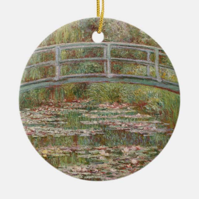 Monet French Japanese Bridge Giverney Ceramic Tree Decoration (Front)