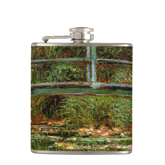Monet French Japanese Bridge Giverney Hip Flask (Front)