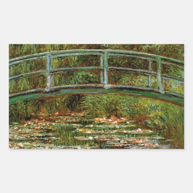 Monet French Japanese Bridge Giverney Rectangular Sticker (Front)