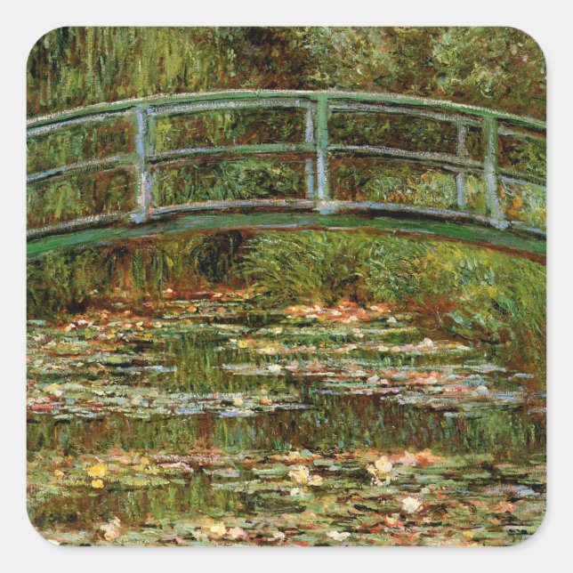 Monet French Japanese Bridge Giverney Square Sticker (Front)