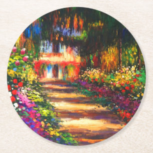 Monet Garden at Giverny Round Paper Coaster