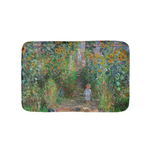 Monet Garden Vetheuil Impressionim Flower Painting Bath Mat