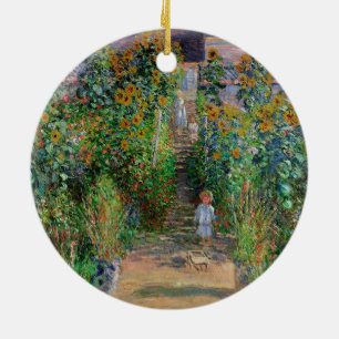 Monet Garden Vetheuil Impressionim Flower Painting Ceramic Tree Decoration