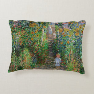Monet Garden Vetheuil Impressionim Flower Painting Decorative Cushion