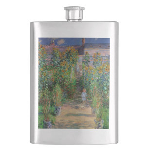 Monet Garden Vetheuil Impressionim Flower Painting Hip Flask